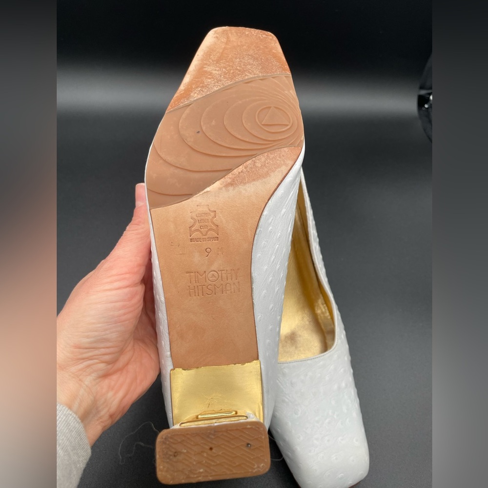 Timothy Hitsman Elegant White Heels Vintage Retro Designer shoes size 9 - Picture 5 of 5